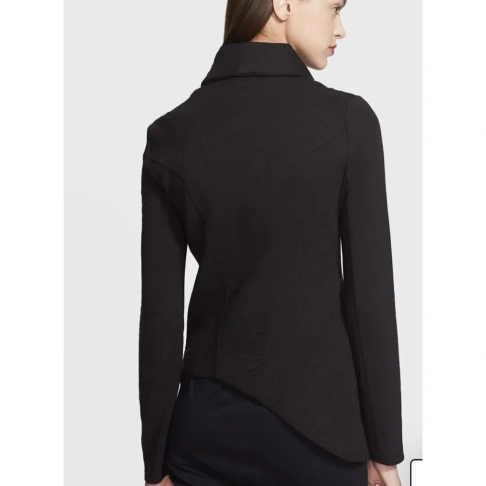 Helmut Lang Villous Black Moto Jacket Knit Asymmetrical Hem XS Gorpcore
